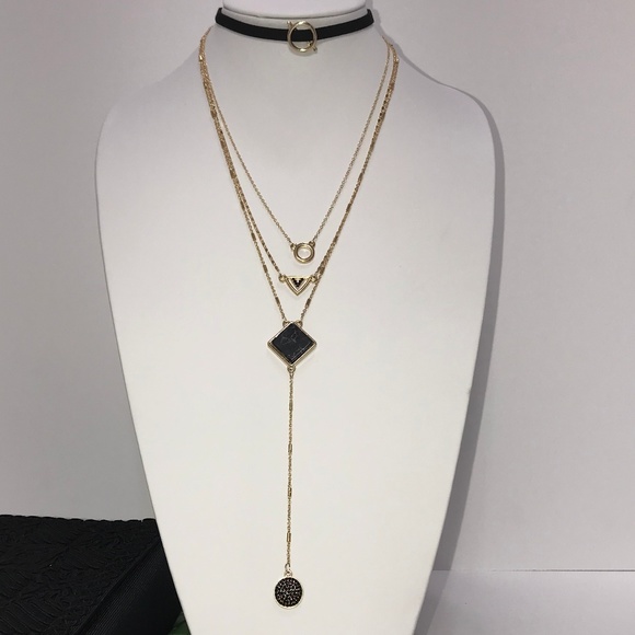 Boho Multi Layer Long Pendant Choker Necklace - Picture 3 of 7